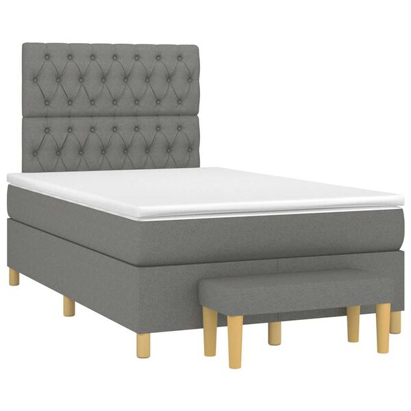 vidaXL Cama box spring con colch&oacute;n tela gris oscuro 120x190 cm