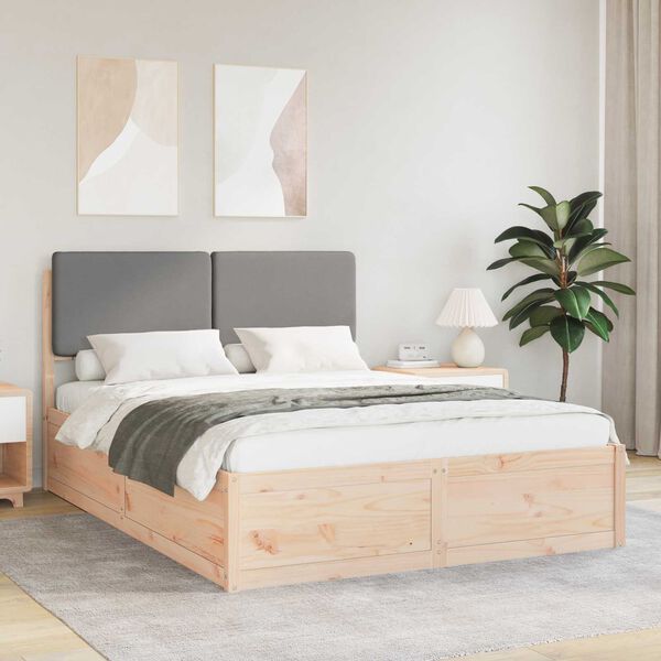 vidaXL Estructura de Cama con Cabecera Tapizada Gris Claro