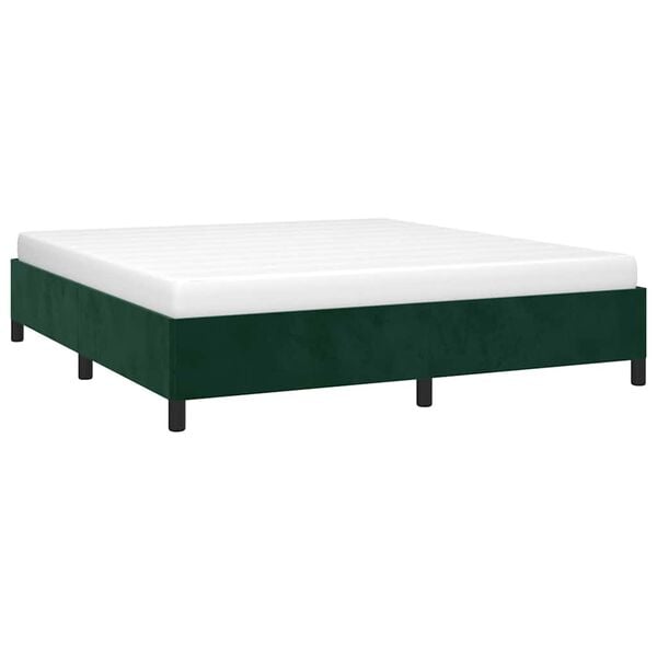 vidaXL Estructura cama sin colch&oacute;n terciopelo verde oscuro 160x200 cm