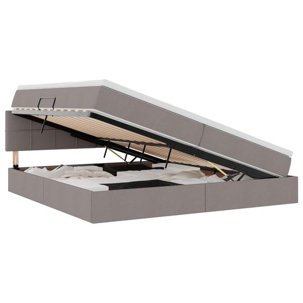 vidaXL Cama con almacenamiento y colch&oacute;n Taup&eacute; 200 x 200 cm