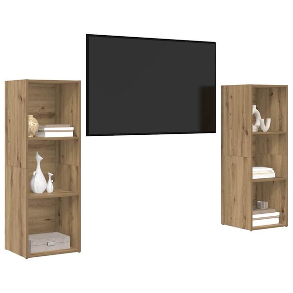 vidaXL Conjunto de mueble de TV 2 pcs Roble artesanal 107 x 35 x 37 cm