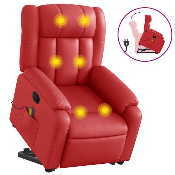 vidaXL Sill&oacute;n reclinable de masaje de pie cuero artificial rojo