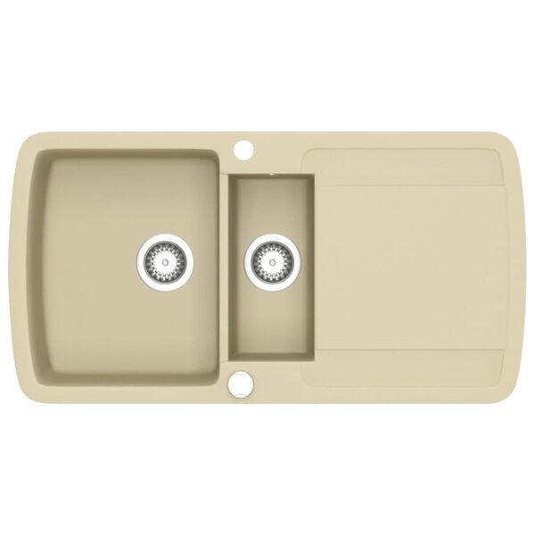 vidaXL Fregadero de cocina de granito con dos senos beige