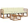 vidaXL Conjunto de sof&aacute;s de exterior con coj&iacute;n 5 pcs Natural y Crema