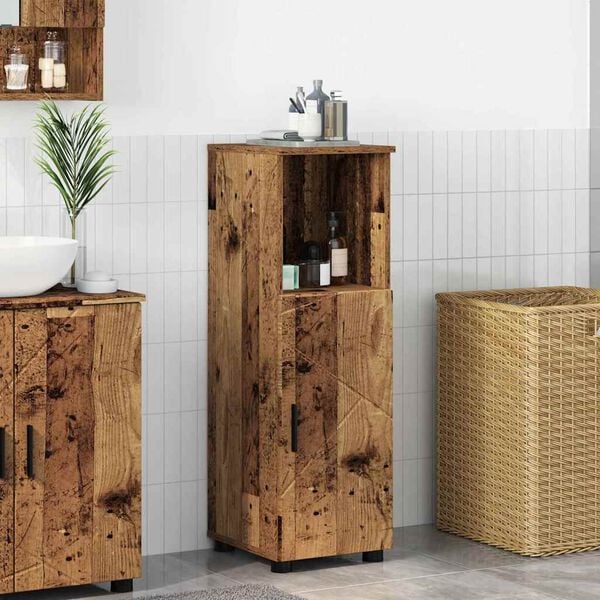 vidaXL Gabinete de Ba&ntilde;o con puerta Madera Vieja 30 x 35 x 95 cm