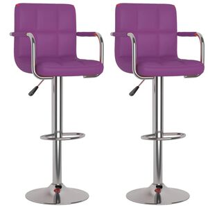 vidaXL Taburetes de cocina 2 unidades cuero sint&eacute;tico morado