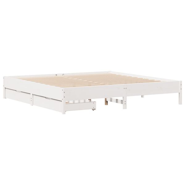 vidaXL Cama sin colch&oacute;n madera maciza de pino blanca 180x200 cm