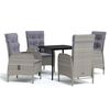 vidaXL Juego de comedor para jard&iacute;n 5 piezas con cojines gris y negro