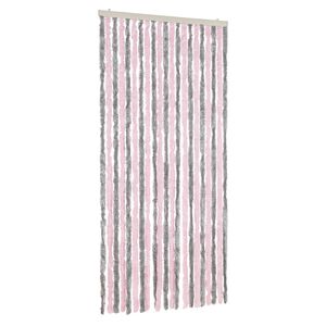 vidaXL Cortina antimoscas chenilla gris plateado y rosa 90x220 cm