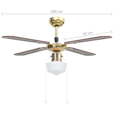 vidaXL Ventilador de techo con lámpara marrón 106 cm