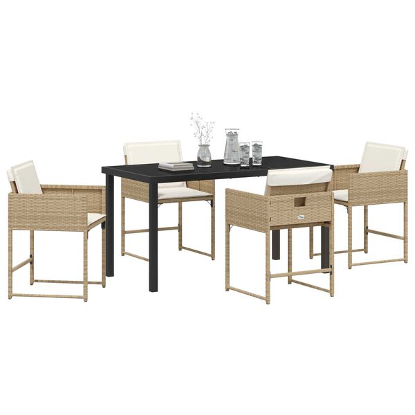 vidaXL Conjunto de Comedor de Jard&iacute;n 5 pcs Beige rat&aacute;n sint&eacute;tico