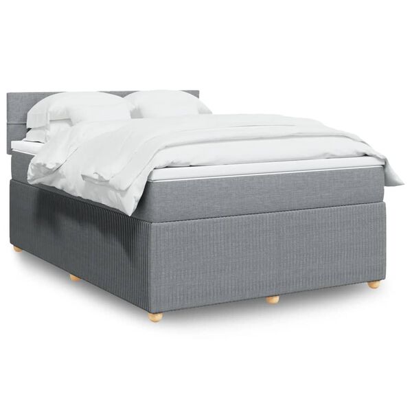vidaXL Cama box spring con colch&oacute;n tela gris claro 140x190 cm