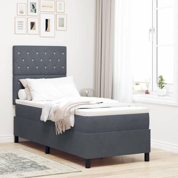 vidaXL Cama tipo Box Spring Gris oscuro 80 x 200 cm Terciopelo