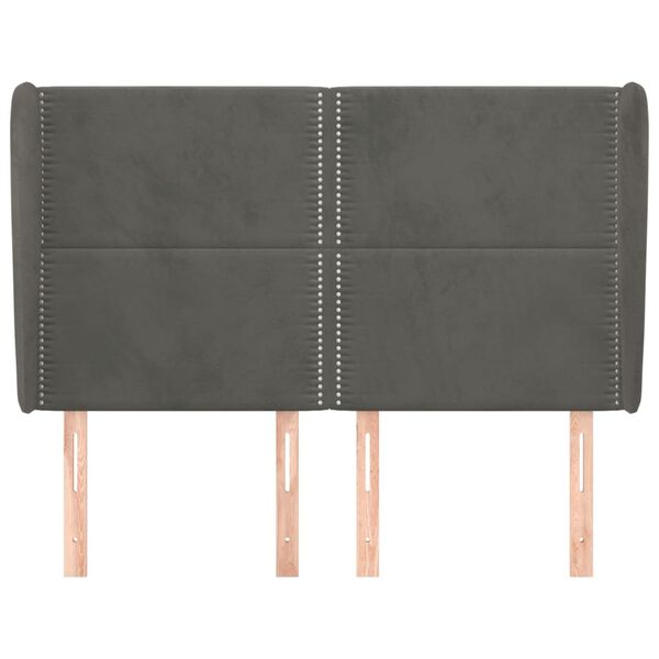 vidaXL Cabecero con orejas de terciopelo gris oscuro 147x23x118/128 cm