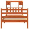 vidaXL Cama con estanter&iacute;a sin colch&oacute;n madera maciza marr&oacute;n 100x200 cm