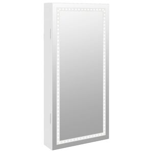 vidaXL Espejo con joyero y luces LED para pared blanco