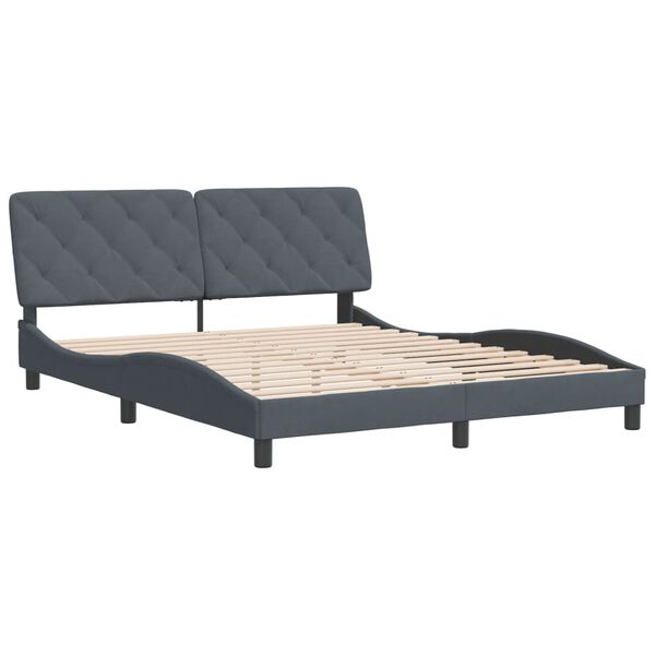 vidaXL Estructura de cama sin colch&oacute;n terciopelo gris oscuro 160x200cm