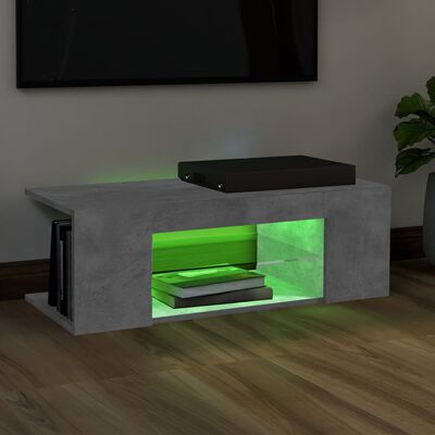vidaXL Mueble de TV con luces LED gris hormigón 90x39x30 cm