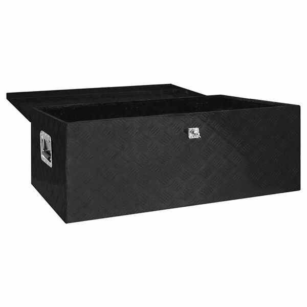 vidaXL Caja de almacenaje de aluminio negro 100x55x37 cm