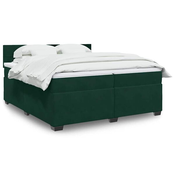 vidaXL Cama box spring con colch&oacute;n terciopelo verde oscuro 200x200 cm
