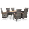 vidaXL Set de comedor de jard&iacute;n y cojines 7 pzas rat&aacute;n sint&eacute;tico gris