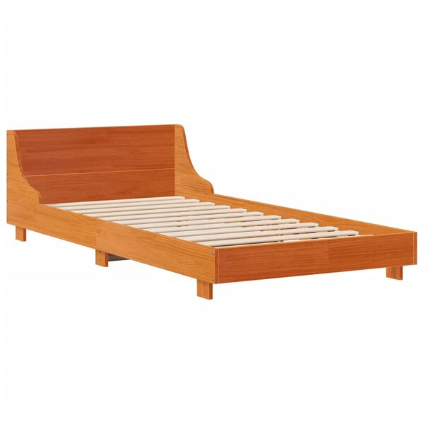 vidaXL Cama sin colch&oacute;n madera maciza de pino marr&oacute;n cera 100x200 cm
