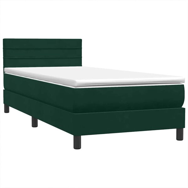 vidaXL Cama box spring con colch&oacute;n terciopelo verde oscuro 80x220 cm
