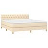 vidaXL Cama box spring con colch&oacute;n tela color crema 180x200 cm