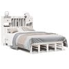 vidaXL Cama con estanter&iacute;a sin colch&oacute;n madera maciza blanca 135x190 cm