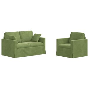 vidaXL Juego de Sof&aacute; 2 pcs Verde claro 138 x 78 x 80 cm Terciopelo