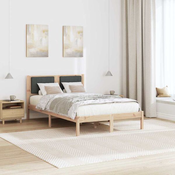 vidaXL Estructura de Cama con Cabecera Tapizada Gris oscuro
