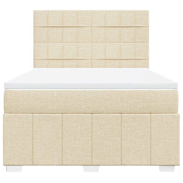 vidaXL Cama box spring con colch&oacute;n tela color crema 140x190 cm