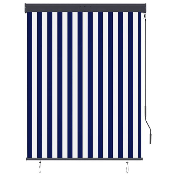 vidaXL Estor enrollable de exterior azul y blanco 120x250 cm