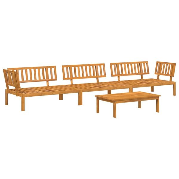 vidaXL Juego de Sof&aacute; con coj&iacute;n 4 pcs Antracita Madera de Acacia S&oacute;lida