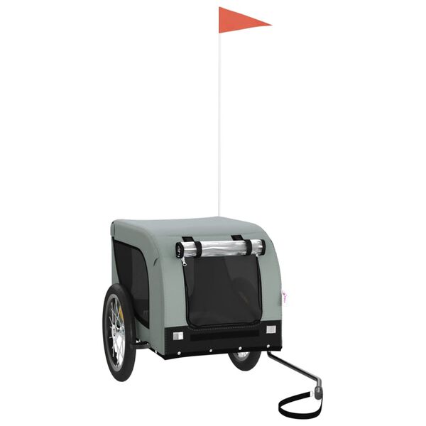 vidaXL Remolque de bicicleta mascotas hierro tela Oxford gris negro