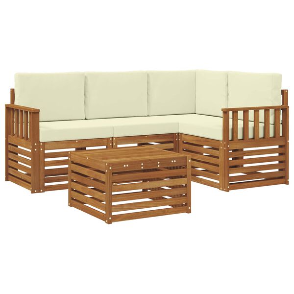 vidaXL Juegos de muebles 5 pcs Natural y Crema Madera de ingenier&iacute;a