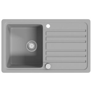 Fregadero reversible gris de granito de una cubeta con escurridor