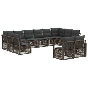 vidaXL Conjunto de sof&aacute;s de jard&iacute;n 12 uds. Gris rat&aacute;n sint&eacute;tico
