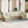vidaXL Conjunto de sof&aacute; de jard&iacute;n 7 pcs Beige y blanco Polirat&aacute;n