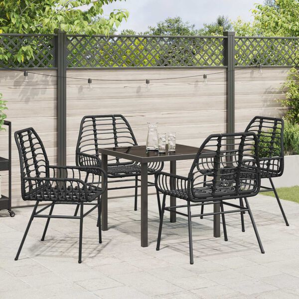 vidaXL Conjunto de Comedor de Jardín 5 pcs Negro ratán sintético