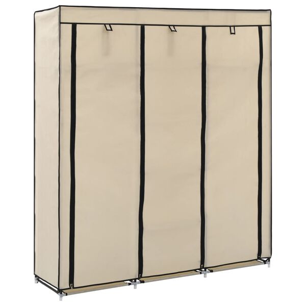 vidaXL Armario con compartimentos y varillas tela crema 150x45x175 cm