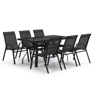 vidaXL Juego de comedor para jard&iacute;n 7 piezas negro