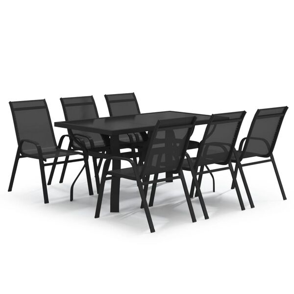 vidaXL Juego de comedor para jardín 7 piezas negro