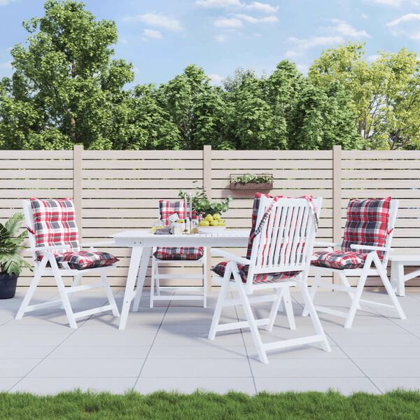vidaXL Cojines para silla respaldo bajo 4 uds tela Oxford cuadros rojo