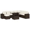 vidaXL Set de sof&aacute;s de jard&iacute;n 9 pzas y cojines rat&aacute;n sint&eacute;tico marr&oacute;n