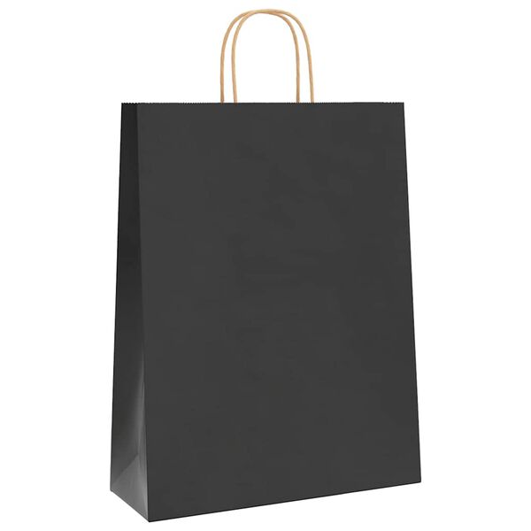 vidaXL Bolsas de papel con asas 50 uds negra 32x12x42 cm