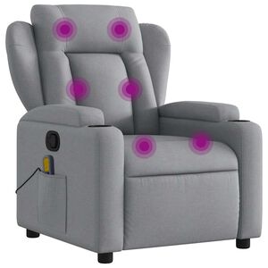 vidaXL Sill&oacute;n reclinable de masaje con tela gris claro