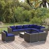 vidaXL Set de muebles de jardín 10 pzas y cojines ratán sintético gris