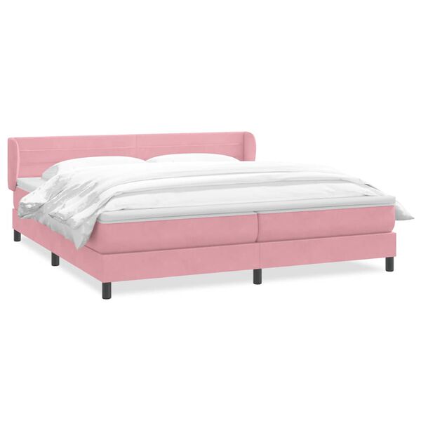 vidaXL Cama box spring con colchones terciopelo rosa 180x210 cm