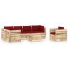 vidaXL Muebles de jard&iacute;n 7 piezas con cojines madera impregnada verde